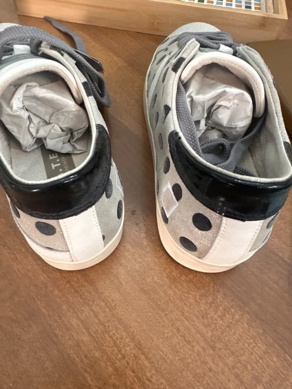 D.A.T.E premium sneakers suede leather polka dot shoe size 8